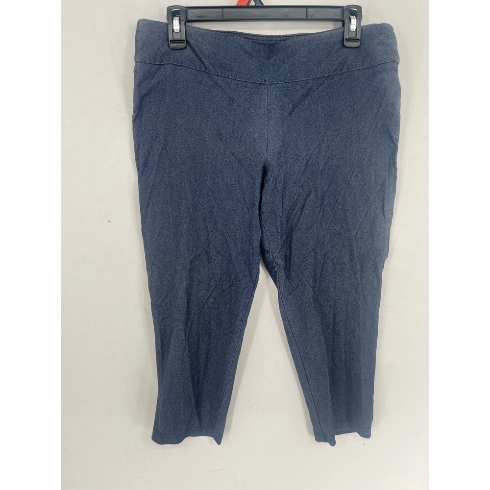 Just Be Blue Capri Pants Womens Large Pull On Stretch Cropped Denim Look Knit